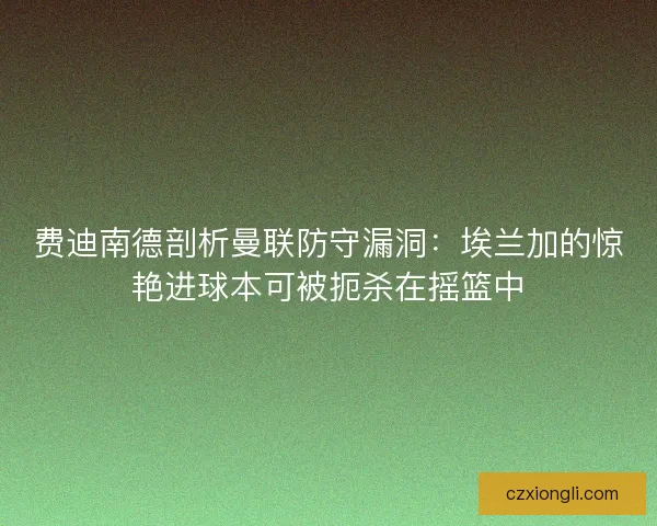费迪南德剖析曼联防守漏洞：埃兰加的惊艳进球本可被扼杀在摇篮中